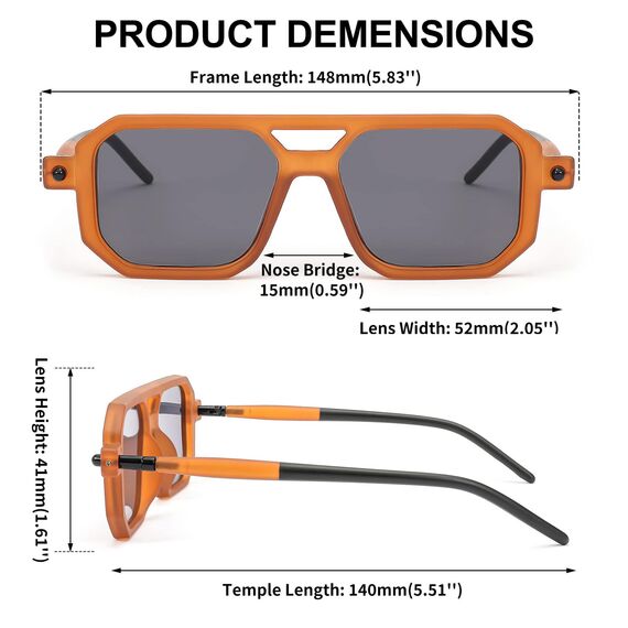 FEISEDY Retro 70er Jahre Sonnenbrille Damen Herren Vintage Flache Quadratische Brille mit UV400-Schutz B2622