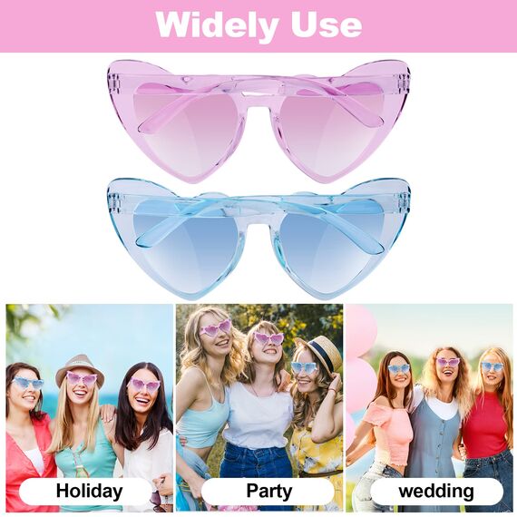 Ainiv Herz Sonnenbrille, 2 Stück Retro Katzenauge Herzbrille, UV400 Sonnenschutz und UV-Schutz Transparente Lila und Blaue Linse, Mode Brillen für Damen Herren Kinder Party Reise (Schwarz+Rot)