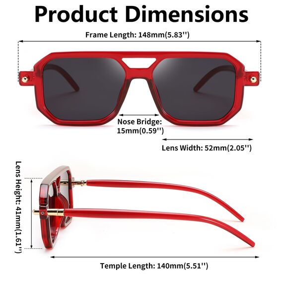 FEISEDY Retro 70er Jahre Sonnebrille Damen Herren Vintage Flache Quadratische Brille mit UV400-Schutz B2622