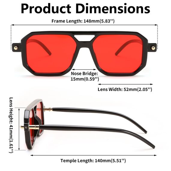 FEISEDY Retro 70er Jahre Sonnebrille Damen Herren Vintage Flache Quadratische Brille mit UV400-Schutz B2622