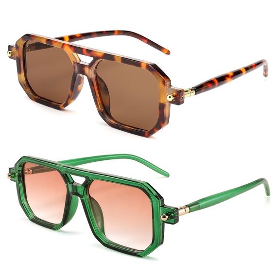 FEISEDY Retro 70er Jahre Sonnenbrille Damen Herren Vintage Flache Quadratische Brille mit UV400-Schutz B2622