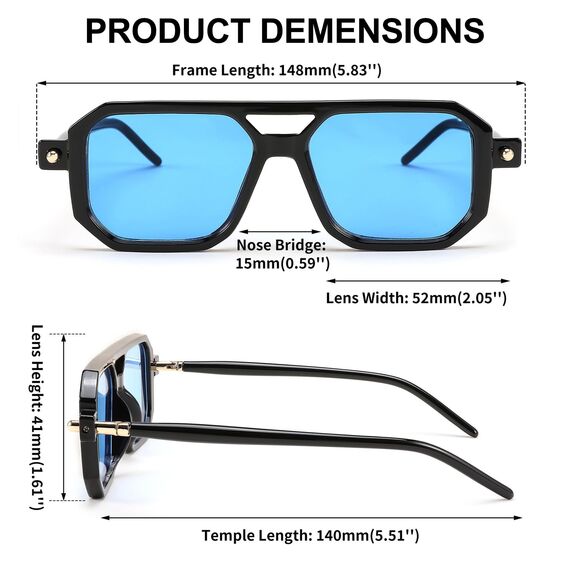 FEISEDY Retro 70er Jahre Sonnenbrille Damen Herren Vintage Flache Quadratische Brille mit UV400-Schutz B2622