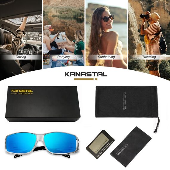 KANASTAL Überbrille Sonnenbrille Herren und Damen Verspiegelt Blau Überzieh Sonnenbrille für Brillenträger Transparent Grau Rahmen Überziehbrille
