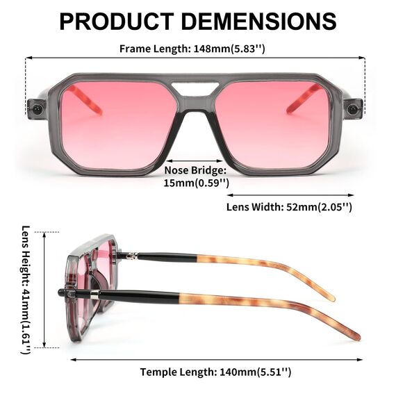 FEISEDY Retro 70er Jahre Sonnenbrille Damen Herren Vintage Flache Quadratische Brille mit UV400-Schutz B2622