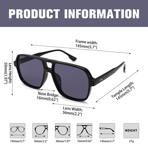 COASION Retro Sonnenbrille für Damen Herren - XL Übergroß 70er Jahre Sonnenbrille UV400 Schutz Trendy Double Brücke Rahmen Brille