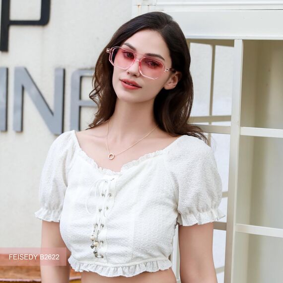 FEISEDY Retro 70er Jahre Sonnenbrille Damen Herren Vintage Flache Quadratische Brille mit UV400-Schutz B2622