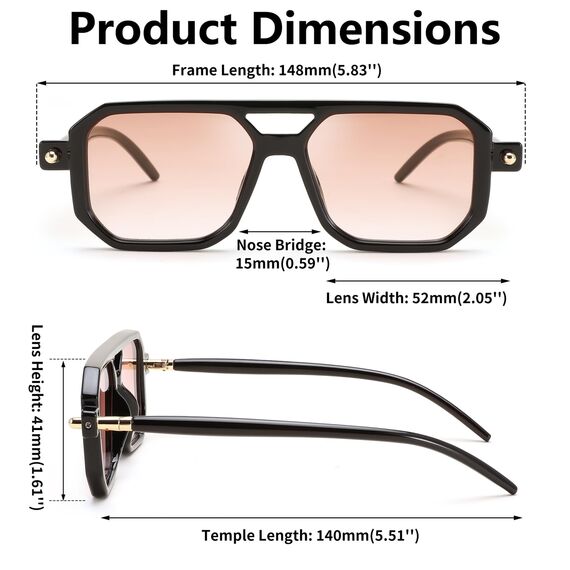 FEISEDY Retro 70er Jahre Sonnebrille Damen Herren Vintage Flache Quadratische Brille mit UV400-Schutz B2622