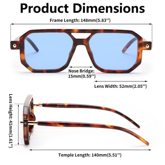 FEISEDY Retro 70er Jahre Sonnebrille Damen Herren Vintage Flache Quadratische Brille mit UV400-Schutz B2622