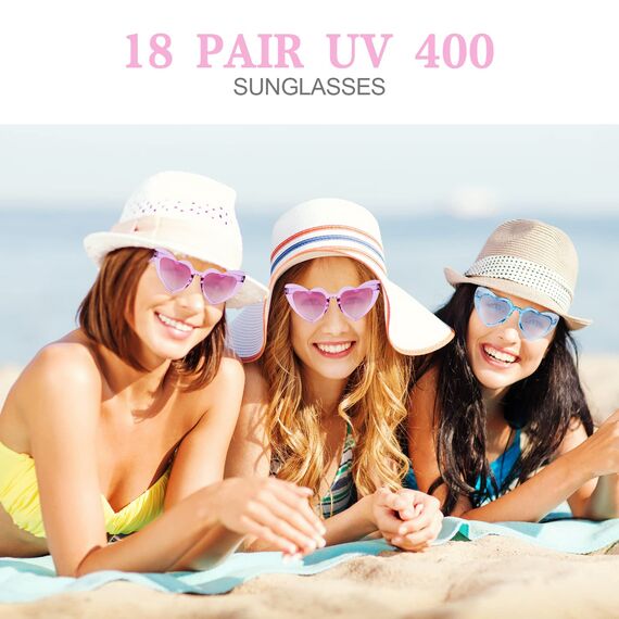 Ainiv Herz Sonnenbrille, 2 Stück Retro Katzenauge Herzbrille, UV400 Sonnenschutz und UV-Schutz Transparente Lila und Blaue Linse, Mode Brillen für Damen Herren Kinder Party Reise (Schwarz+Rot)