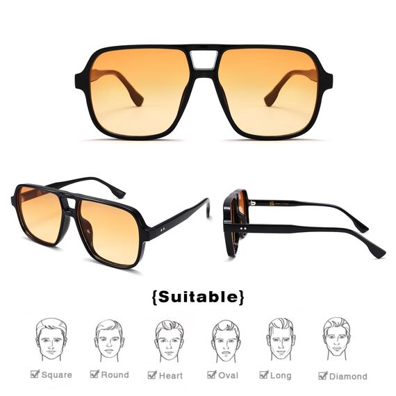 COASION Retro Sonnenbrille für Damen Herren - XL Übergroß 70er Jahre Sonnenbrille UV400 Schutz Trendy Double Brücke Rahmen Brille