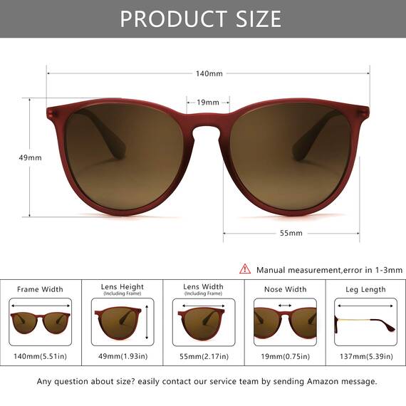 SUNGAIT Vintage Runde Damen Sonnenbrille Klassischer Retro Designer Stil (Braun/Braun)-SGT567