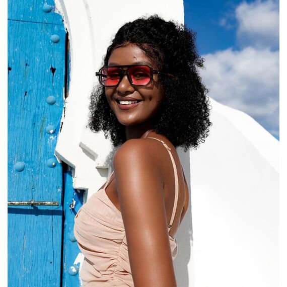 FEISEDY Retro 70er Jahre Sonnenbrille Damen Herren Vintage Flache Quadratische Brille mit UV400-Schutz B2622