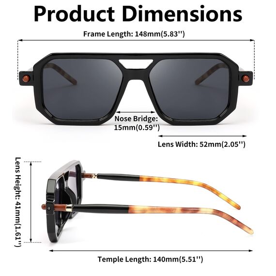 FEISEDY Retro 70er Jahre Sonnenbrille Damen Herren Vintage Flache Quadratische Brille mit UV400-Schutz B2622