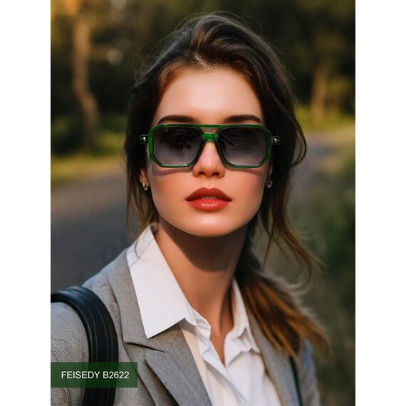 FEISEDY Retro 70er Jahre Sonnenbrille Damen Herren Vintage Flache Quadratische Brille mit UV400-Schutz B2622
