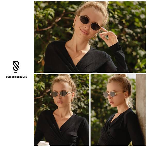 SOJOS Retro Sonnenbrille Damen Herren Oval Metal Groß Trendy Classic UV400 Schutz Sonnenbrillen SJ1217