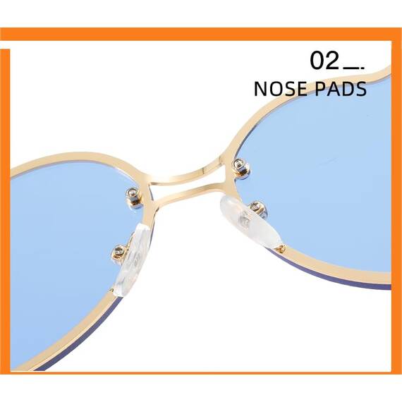 PARTY GO Herzform Sonnenbrille Damen Mode Rimless Sonnenbrille UV400 Partybrille, blau