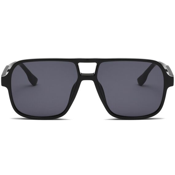 Long Keeper Retro Pilot Sonnenbrille Pilotenbrille Herren Damen Quadratisch Sonnenbrille Groß 70er Klassisch Eckige Pilot Retro Brille UV400 (Schwarz Rahmen - Dunkelgrau Linse)