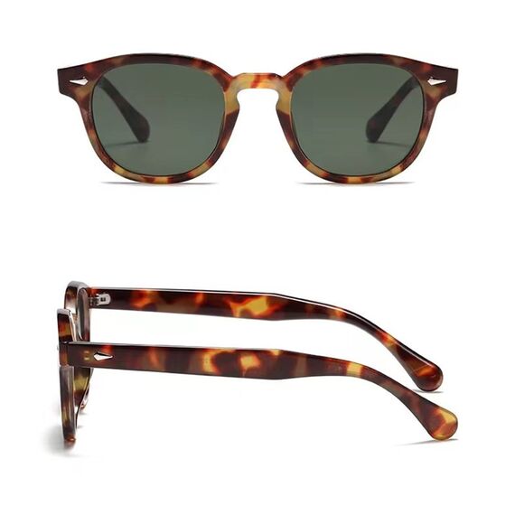 LHSDMOAT Retro Depp-Stil Round Sonnenbrille Herren Damen - Vintage 70er Jahre UV400-Schutz sunglasses für Fahrten, Reisen & Outdoor Aktivitäten