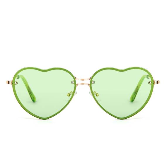 PARTY GO Herz Sonnenbrille Damen Mode Rimless Sonnenbrille UV400 Partybrille, grün