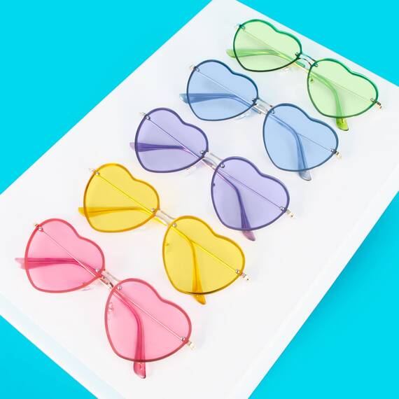 PARTY GO Herz Sonnenbrille Damen Mode Rimless Sonnenbrille UV400 Partybrille, violett