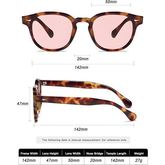 LHSDMOAT Retro Depp-Stil Round Sonnenbrille Herren Damen - Vintage 70er Jahre UV400-Schutz sunglasses für Fahrten, Reisen & Outdoor Aktivitäten