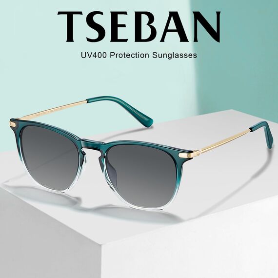 TSEBAN Vintage Polarisierte Damen Sonnenbrille Frauen Blaulichtfilter Brille, Acetat-Rahmen & UV 400 Schutz