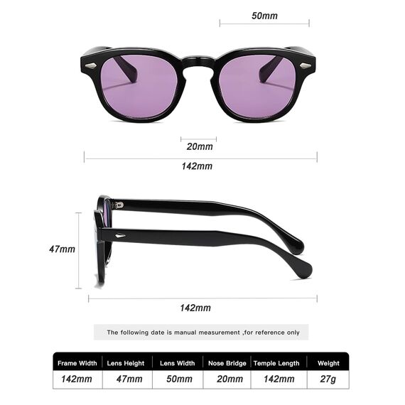 LHSDMOAT Retro Depp-Stil Round Sonnenbrille Herren Damen - Vintage 70er Jahre UV400-Schutz sunglasses für Fahrten, Reisen & Outdoor Aktivitäten