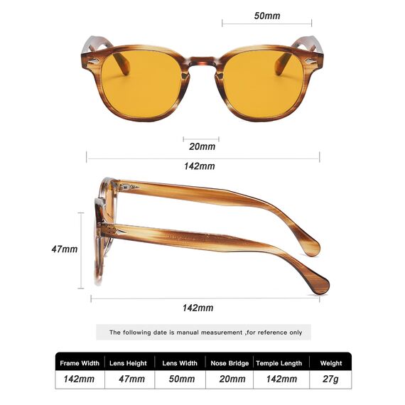 LHSDMOAT Retro Depp-Stil Round Sonnenbrille Herren Damen - Vintage 70er Jahre UV400-Schutz sunglasses für Fahrten, Reisen & Outdoor Aktivitäten