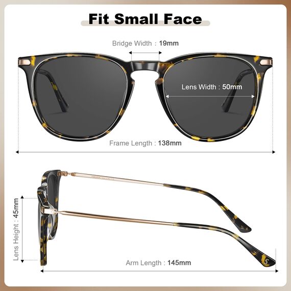 TSEBAN Vintage Damen Sonnenbrille Polarisierte Frauen Brille, Acetat-Rahmen & UV 400 Schutz,Schildpatt,Einheitsgröße