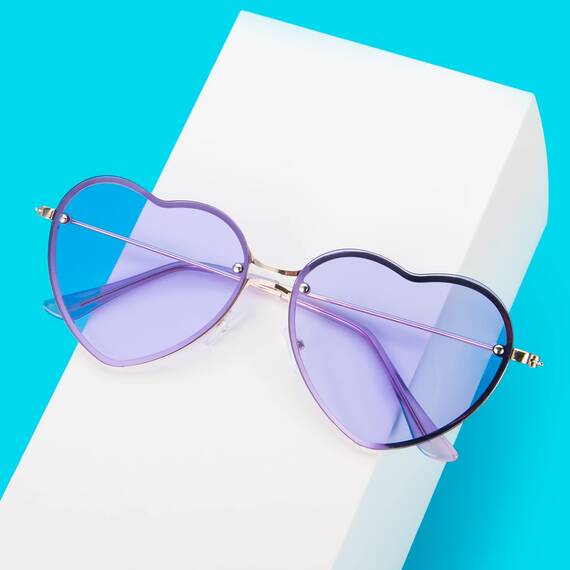 PARTY GO Herz Sonnenbrille Damen Mode Rimless Sonnenbrille UV400 Partybrille, violett