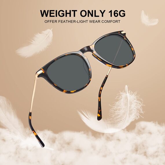 TSEBAN Vintage Damen Sonnenbrille Polarisierte Frauen Brille, Acetat-Rahmen & UV 400 Schutz,Schildpatt,Einheitsgröße