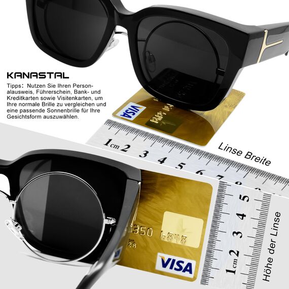 KANASTAL Übergröße Überzieh Sonnenbrille Herren und Damen Polarisiert Überbrille Sonnenbrille für Brillenträger UV400 Sonnenschutz, Grau Transparent Rahmen Schwarz Gläser