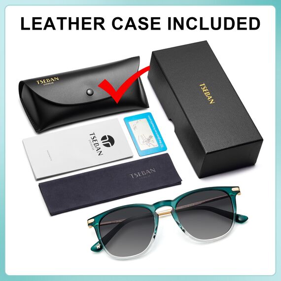 TSEBAN Vintage Polarisierte Damen Sonnenbrille Frauen Blaulichtfilter Brille, Acetat-Rahmen & UV 400 Schutz