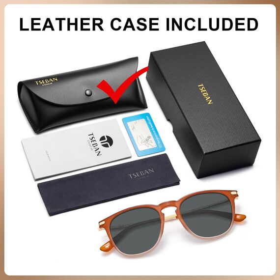 TSEBAN Vintage Polarisierte Damen Sonnenbrille Frauen Blaulichtfilter Brille, Acetat-Rahmen & UV 400 Schutz