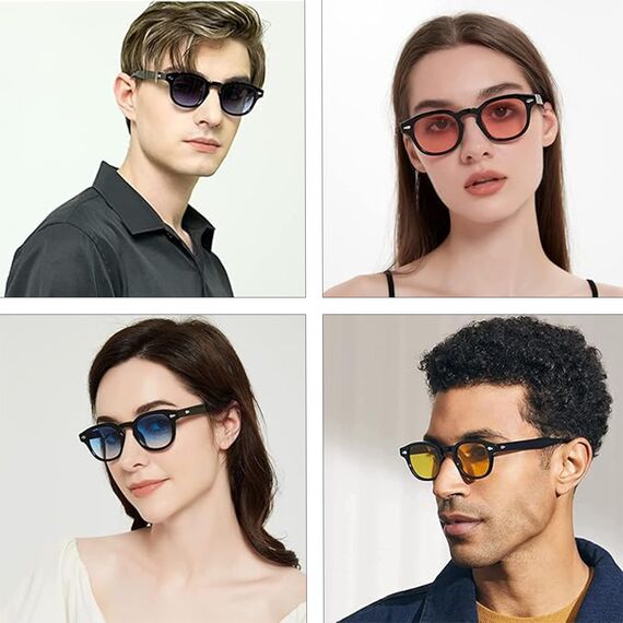LHSDMOAT Retro Depp-Stil Round Sonnenbrille Herren Damen - Vintage 70er Jahre UV400-Schutz sunglasses für Fahrten, Reisen & Outdoor Aktivitäten