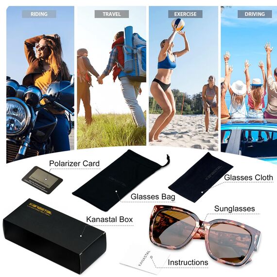 KANASTAL Übergröße Überzieh Sonnenbrille Herren und Damen Polarisiert Überbrille Sonnenbrille für Brillenträger UV400 Sonnenschutz, Rot Leopard Rahmen Braun Gläser