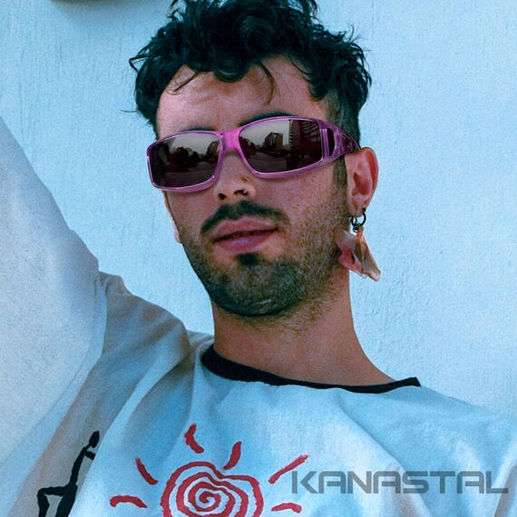 KANASTAL Überzieh Sonnenbrille Über Normale Brille Damen Herren Fit Over Warp Around Überbrille Sonnenbrille für Brillenträger UV400 Schutz, Transparent Lila Rahmen Schwarz Gläser