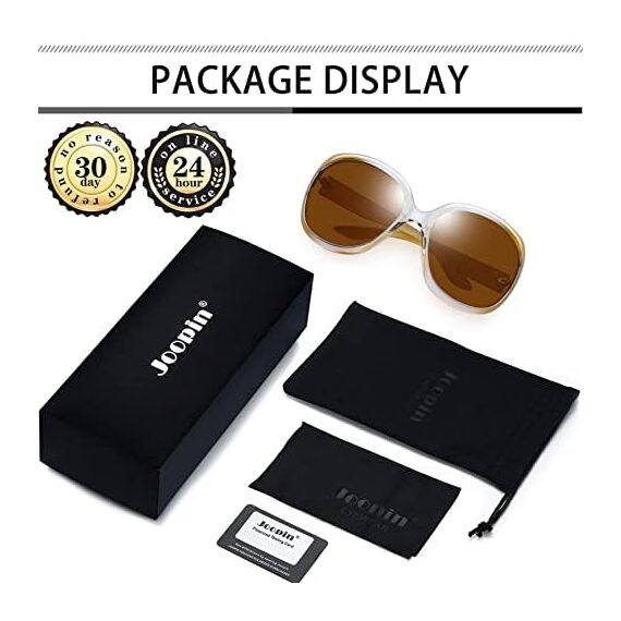 Joopin Große Sonnenbrille Damen Braun und Mode Polarisierte Sonnenbrille Frauen Übergroß UV400 Klassische Brille Trendy für Reisen und Fahren (Champainbraun)