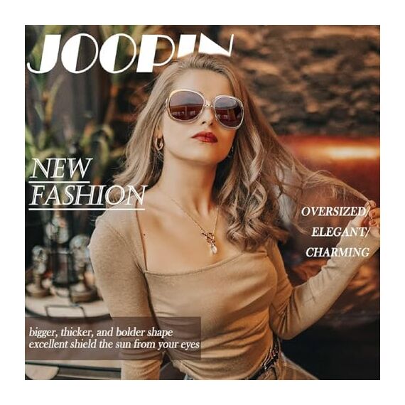 Joopin Große Sonnenbrille Damen Braun und Mode Polarisierte Sonnenbrille Frauen Übergroß UV400 Klassische Brille Trendy für Reisen und Fahren (Champainbraun)