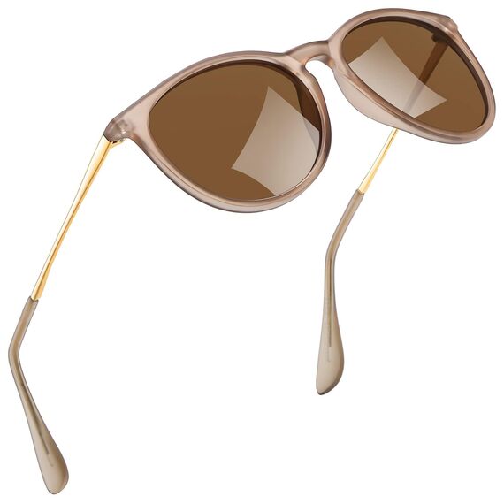 kunchu Sonnenbrille-Damen-Polarisierte-Sonnenbrille-Rund-UV400-im-Retro-Sonnenbrille-für-Damen & Herren Schutz Vintage Lotuswurzelstärke