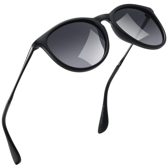 kunchu Sonnenbrille-Damen-Polarisierte-Sonnenbrille-Rund-UV400-im-Retro-Sonnenbrille-für-Damen & Herren Schutz Vintage Doppelgrau