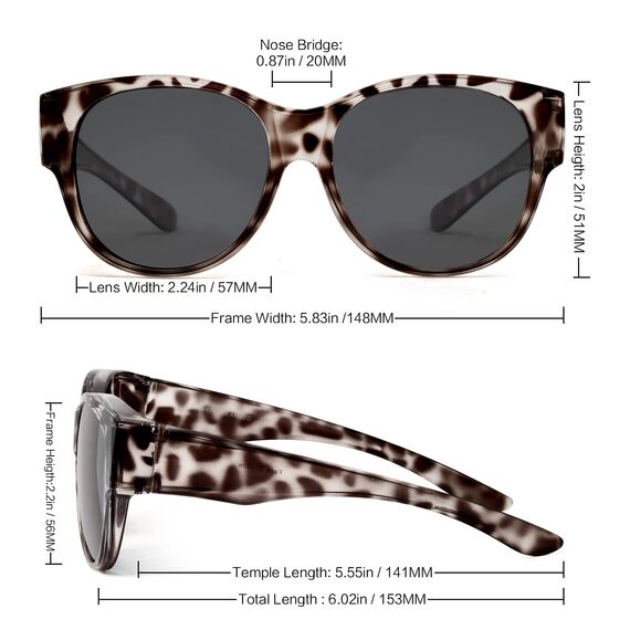 Face Shadow Polarisierte Überzieh Sonnenbrille Damen UV-Schutz Überbrille Sonnenbrille für brillenträger Ultra Leicht Fit-Over Brille