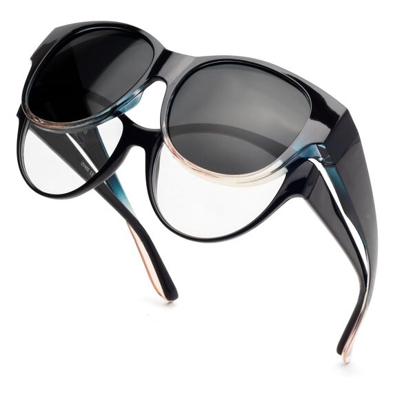 Face Shadow Polarisiert Überzieh Sonnenbrille über Normale Brille Damen UV400 Schutz, Übergroß Überbrille für Brillenträger, Ultra Leicht für Fahren, Radfahren, Sport und Freizeit