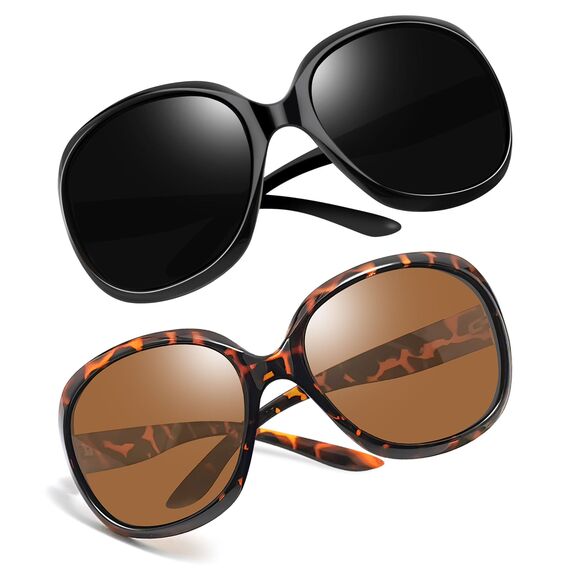 Joopin Übergroße Sonnenbrille Damen Polarisiert UV400 Klassisch Große Damen Sonnenbrille Modern Braun 2025 Trendy Oversized für Fahren und Reisen (Schwarz und Schildkröte Braun)