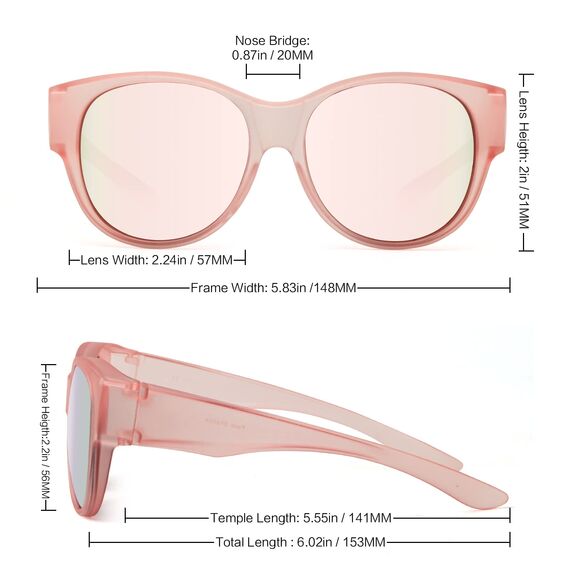 Face Shadow Polarisiert Überzieh Sonnenbrille über Normale Brille Damen UV400 Schutz, Übergroß Überbrille für Brillenträger, Ultra Leicht für Fahren, Radfahren, Sport und Freizeit