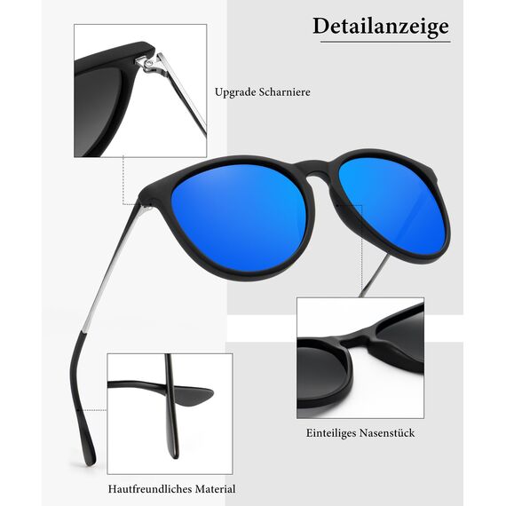 HENGOSEN Sonnenbrille Damen Polarisiert Sunglasses-Woman: Polarisiert Sonnenbrille Damen Retro UV Schutz Vintage Sunglasses