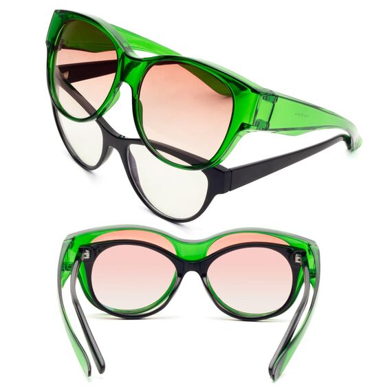 Face Shadow Polarisiert Überzieh Sonnenbrille über Normale Brille Damen UV400 Schutz, Übergroß Überbrille für Brillenträger, Ultra Leicht für Fahren, Radfahren, Sport und Freizeit