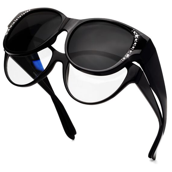 Face Shadow Polarisiert Überzieh Sonnenbrille über Normale Brille Damen UV400 Schutz, Übergroß Überbrille für Brillenträger, Ultra Leicht für Fahren, Radfahren, Sport und Freizeit