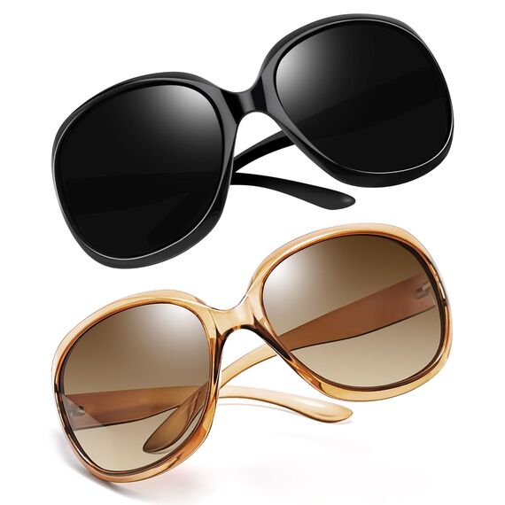 Joopin Große Sonnenbrille Damen Polarisiert UV400 Klassische und Übergroße Sonnenbrille Modern Braun 2025 Trendy Oversized für Fahren und Reisen (Schwarz und Hellbraun)