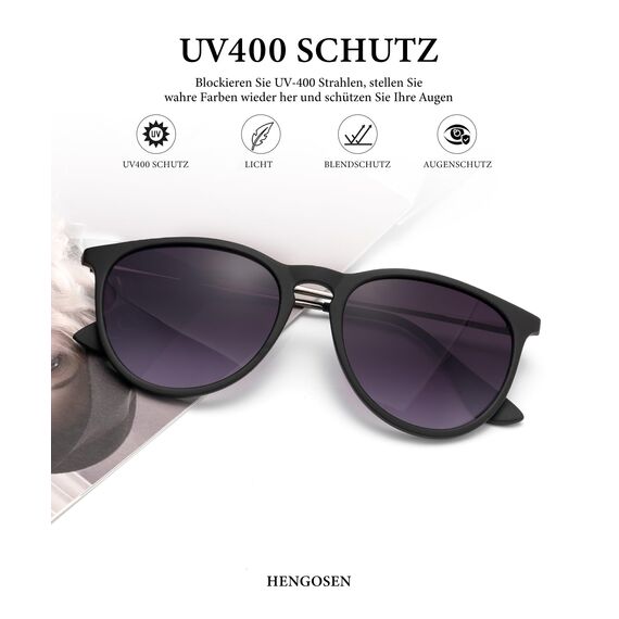 HENGOSEN Sonnenbrille Damen Polarisiert Sunglasses-Woman: Polarisiert Sonnenbrille Damen Retro UV Schutz Vintage Sunglasses